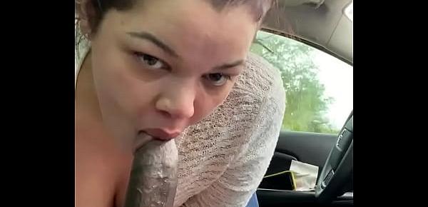  Pawg gets caught sucking bbc in public with her tits out. HOT